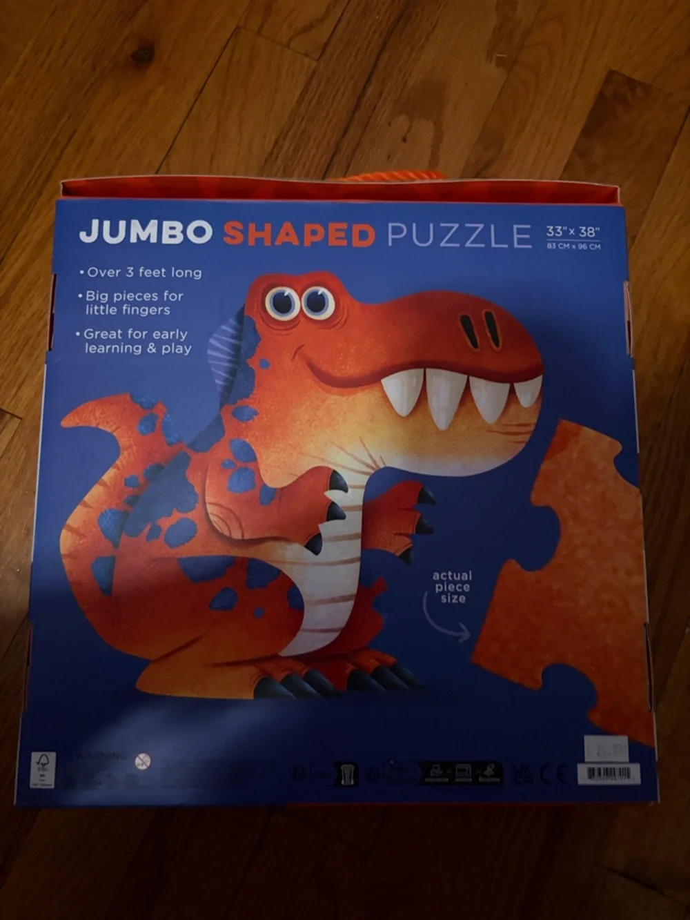 Crocodile Creek Jumbo Shaped Dinosaur Puzzle - Orange & Blue